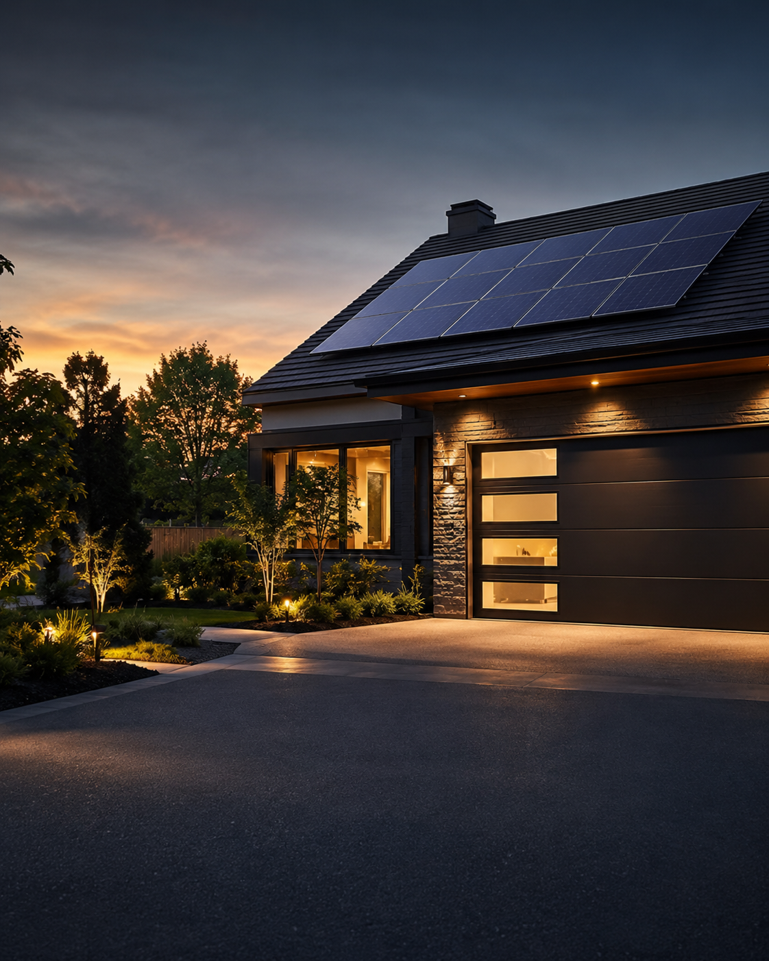 Large modern building roof with solar panels